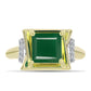 Anel de Prata com Banho de Ouro com Ágata Verde e Topázio Branco  Contraste: Cabeca de Veado (800)