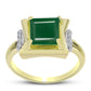 Anel de Prata com Banho de Ouro com Ágata Verde e Topázio Branco  Contraste: Cabeca de Veado (800)