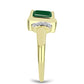Anel de Prata com Banho de Ouro com Ágata Verde e Topázio Branco  Contraste: Cabeca de Veado (800)