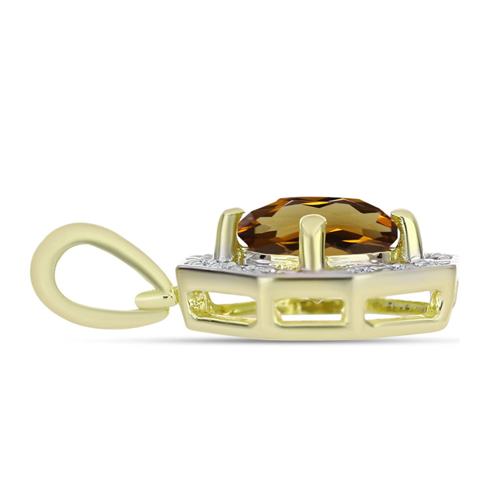 Pendente de Prata com Banho de Ouro com Quartzo Cognac e Topázio Branco 2 
