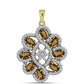 Pendente de Prata com Banho de Ouro com Quartzo Cognac e Topázio Branco  Contraste: Cabeca de Veado (800)
