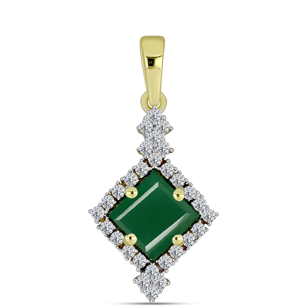 Pendente de Prata com Banho de Ouro com Ágata Verde e Topázio Branco 1 