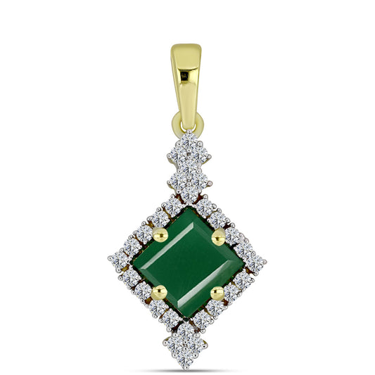 Pendente de Prata com Banho de Ouro com Ágata Verde e Topázio Branco