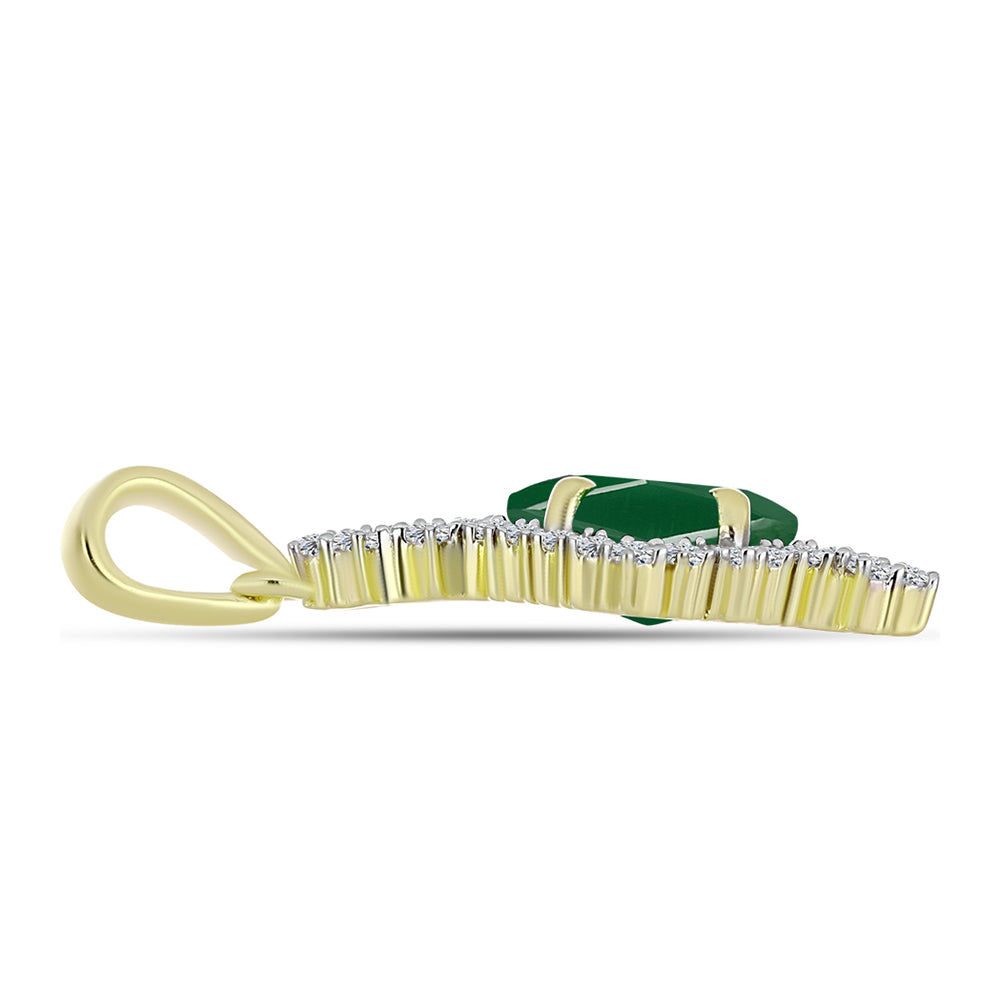 Pendente de Prata com Banho de Ouro com Ágata Verde e Topázio Branco