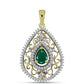 Pendente de Prata com Banho de Ouro com Ágata Verde e Topázio Branco