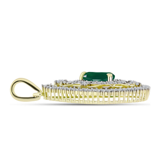 Pendente de Prata com Banho de Ouro com Ágata Verde e Topázio Branco