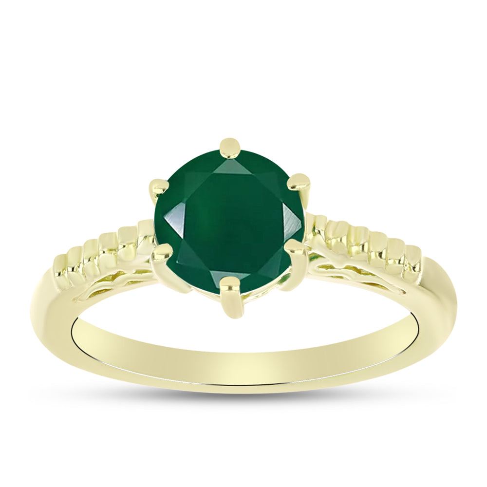 Anel de Prata com Banho de Ouro com Ágata Verde 3 