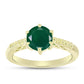 Anel de Prata com Banho de Ouro com Ágata Verde
