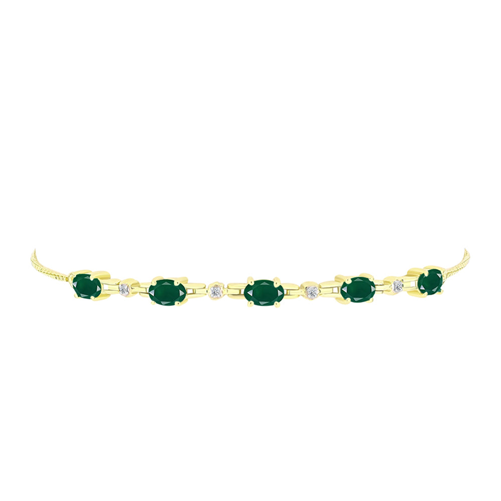 Pulseira de Prata com Banho de Ouro com Ágata Verde e Topázio Branco  Contraste: Cabeca de Veado (800) 2 