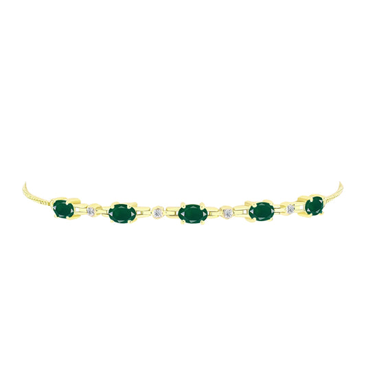 Pulseira de Prata com Banho de Ouro com Ágata Verde e Topázio Branco  Contraste: Cabeca de Veado (800)