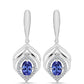Brincos de Prata com Tanzanite AAA e Diamante Branco