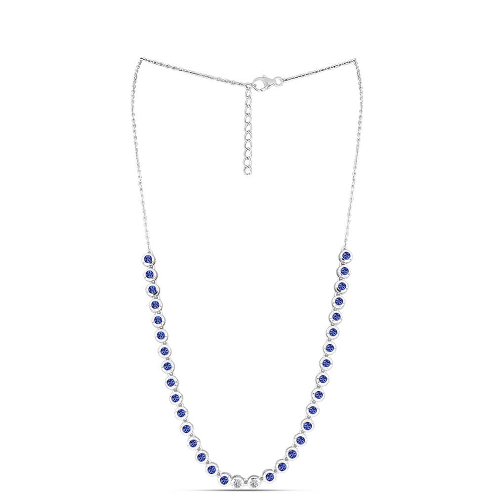 Colar de Prata com Tanzanite AAA e Diamante Branco  Contraste: Cabeca de Veado (800)