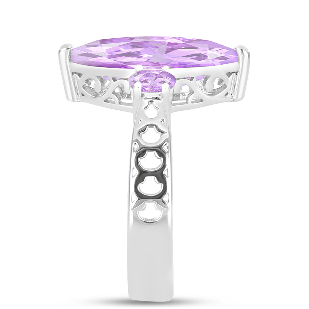 Anel de Prata com Ametista Rosa de França  Contraste: Cabeca de Veado (800) 4 