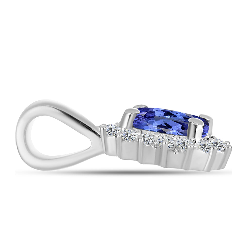 Pendente de Prata com Tanzanite AAA e Diamante Branco