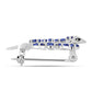 Alfinete de Prata com Tanzanite AAA e Diamante Branco  Contraste: Cabeca de Veado (800)