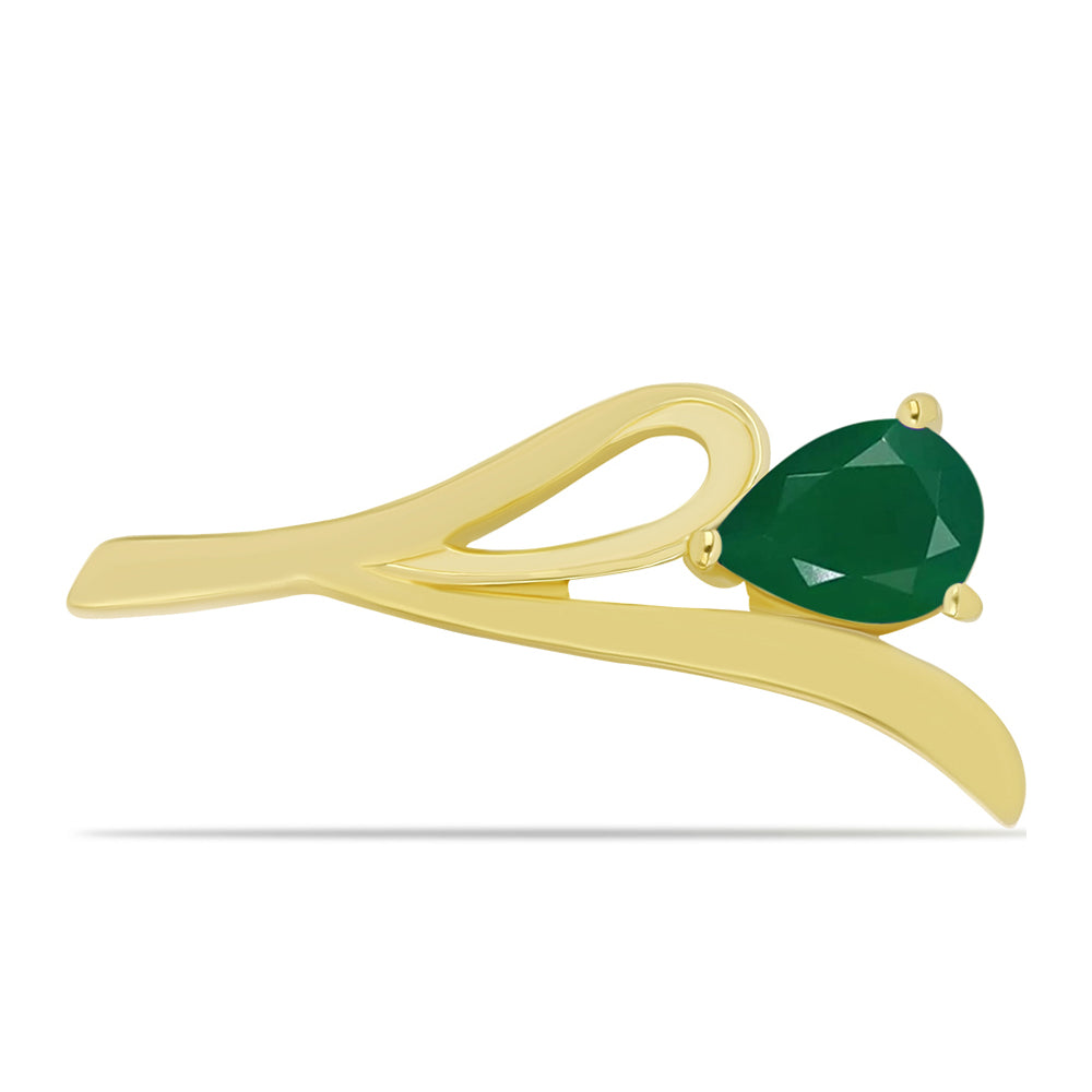 Alfinete de Prata com Banho de Ouro com Ágata Verde 1 