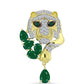 Pendente de Prata com Banho de Ouro com Ágata Verde e Topázio Branco  Contraste: Cabeca de Veado (800)