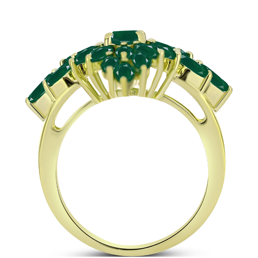 Anel de Prata com Banho de Ouro com Ágata Verde  Contraste: Cabeca de Veado (800) 2 