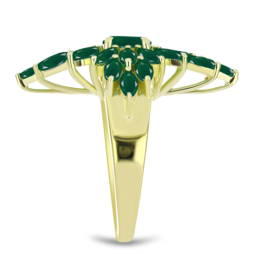 Anel de Prata com Banho de Ouro com Ágata Verde  Contraste: Cabeca de Veado (800) 4 