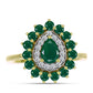 Anel de Prata com Banho de Ouro com Ágata Verde e Topázio Branco  Contraste: Cabeca de Veado (800)