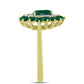 Anel de Prata com Banho de Ouro com Ágata Verde e Topázio Branco  Contraste: Cabeca de Veado (800)
