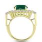 Anel de Prata com Banho de Ouro com Ágata Verde e Zircão Branco  Contraste: Cabeca de Veado (800)