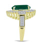 Anel de Prata com Banho de Ouro com Ágata Verde e Zircão Branco  Contraste: Cabeca de Veado (800)