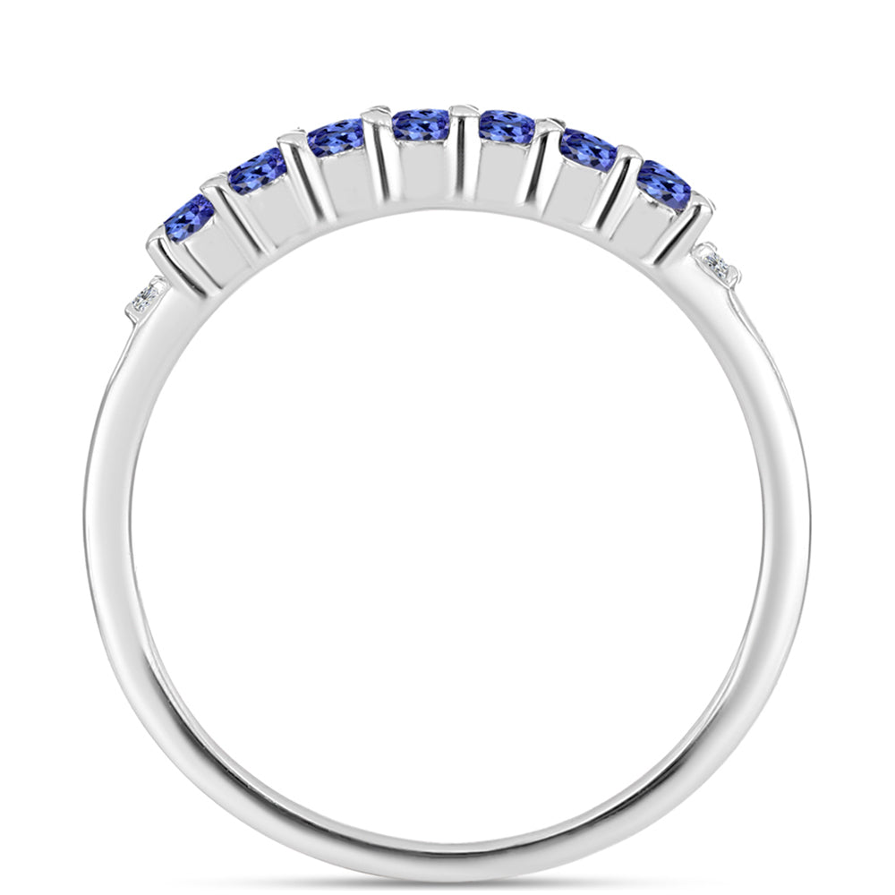 Anel de Prata com Tanzanite AAA e Diamante Branco 3 
