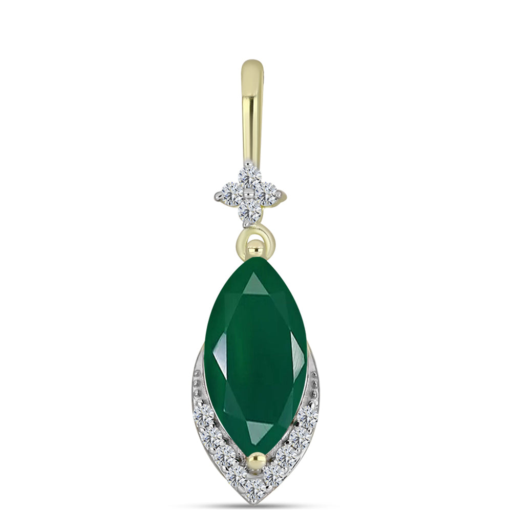 Pendente de Prata com Banho de Ouro com Ágata Verde e Topázio Branco