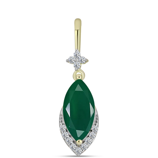 Pendente de Prata com Banho de Ouro com Ágata Verde e Topázio Branco
