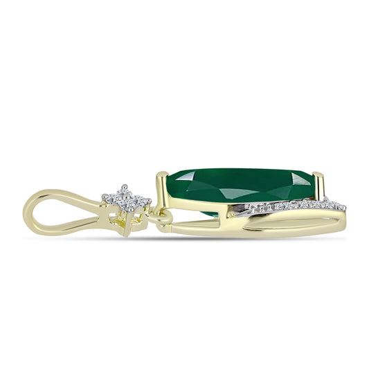 Pendente de Prata com Banho de Ouro com Ágata Verde e Topázio Branco