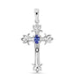 Cruz Pendente de Prata com Tanzanite AAA e Diamante Branco