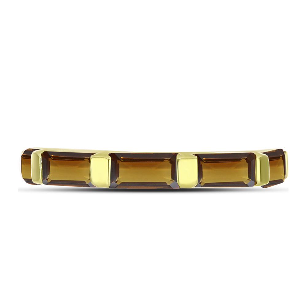 Anel de Prata com Banho de Ouro com Quartzo Cognac