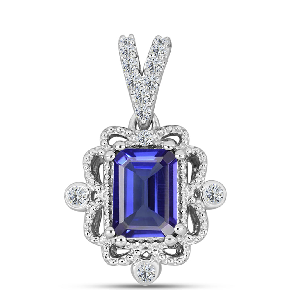Pendente de Prata com Tanzanite AAA e Diamante Branco 1 