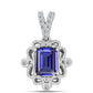 Pendente de Prata com Tanzanite AAA e Diamante Branco