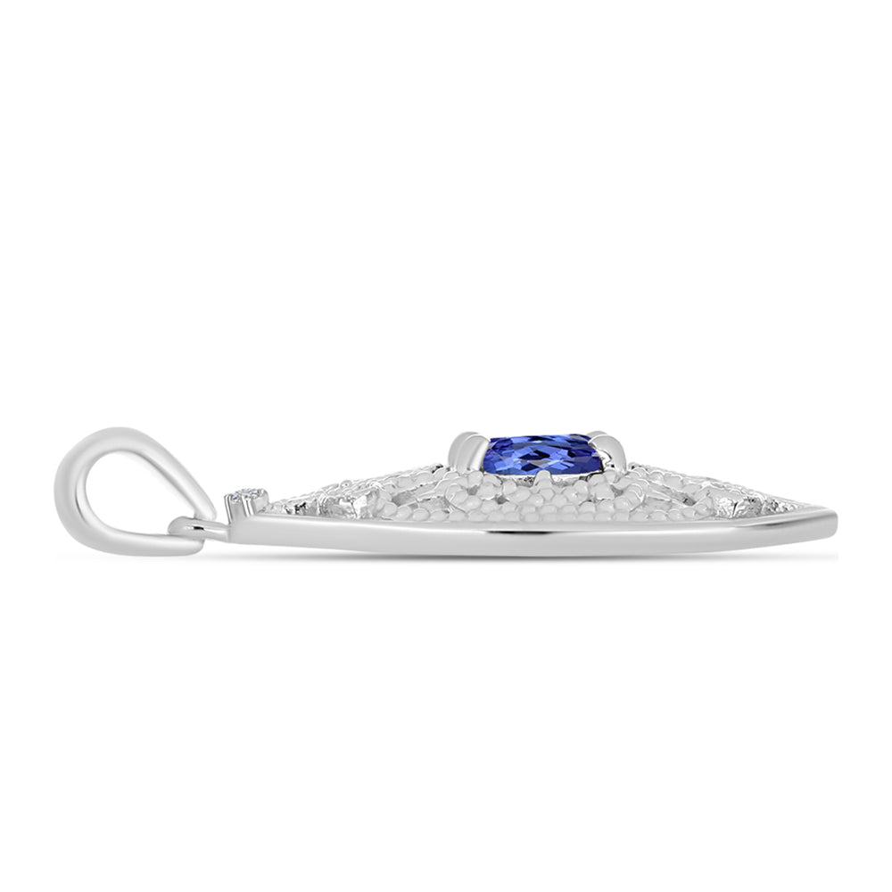 Pendente de Prata com Tanzanite AAA e Diamante Branco