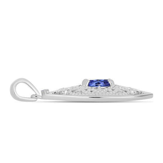 Pendente de Prata com Tanzanite AAA e Diamante Branco