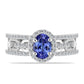 Anel de Prata com Tanzanite AAA e Diamante Branco  Contraste: Cabeca de Veado (800)