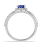 Anel de Prata com Tanzanite AAA e Diamante Branco  Contraste: Cabeca de Veado (800)