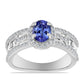 Anel de Prata com Tanzanite AAA e Diamante Branco  Contraste: Cabeca de Veado (800)