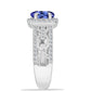 Anel de Prata com Tanzanite AAA e Diamante Branco  Contraste: Cabeca de Veado (800)