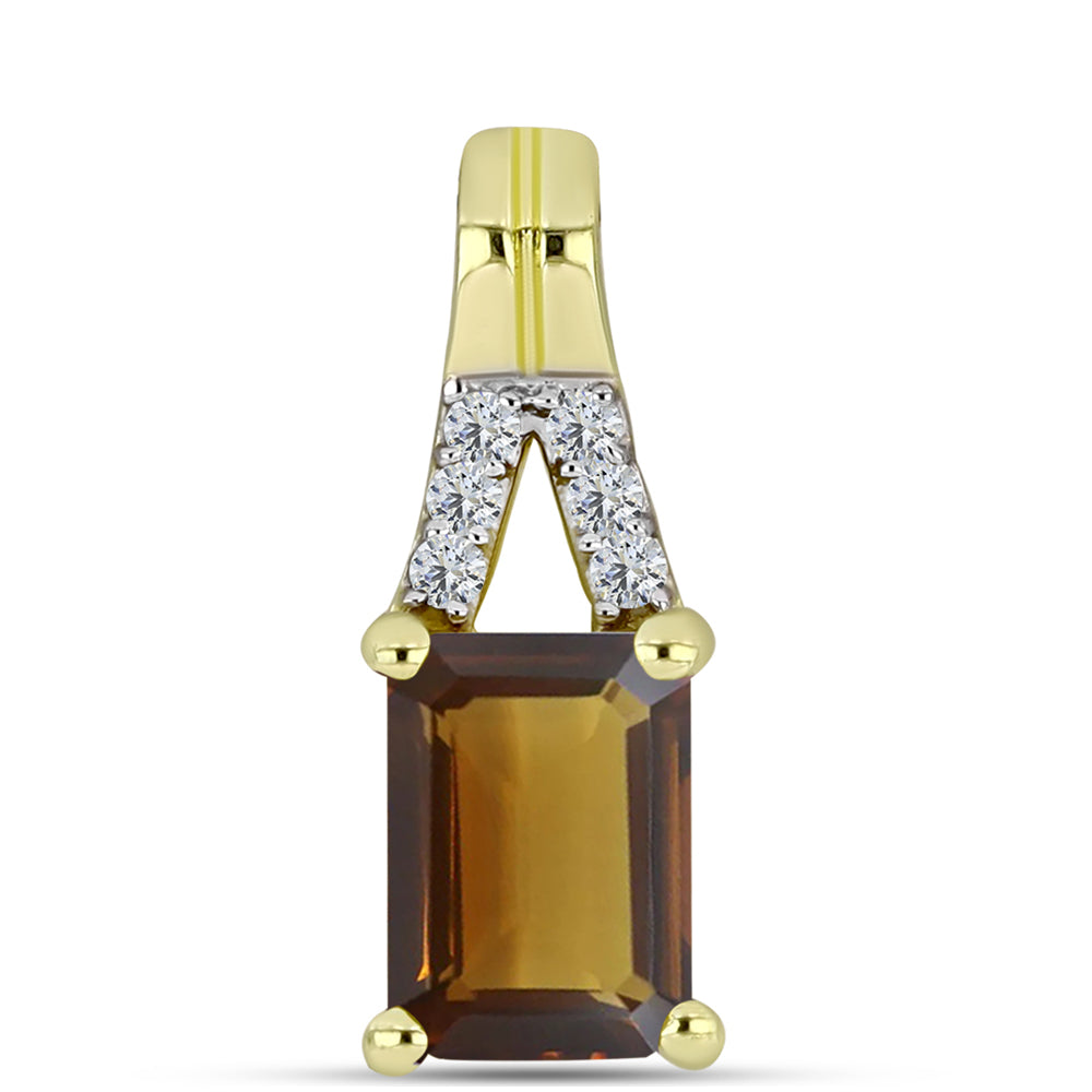 Pendente de Prata com Banho de Ouro com Quartzo Cognac e Topázio Branco 1 