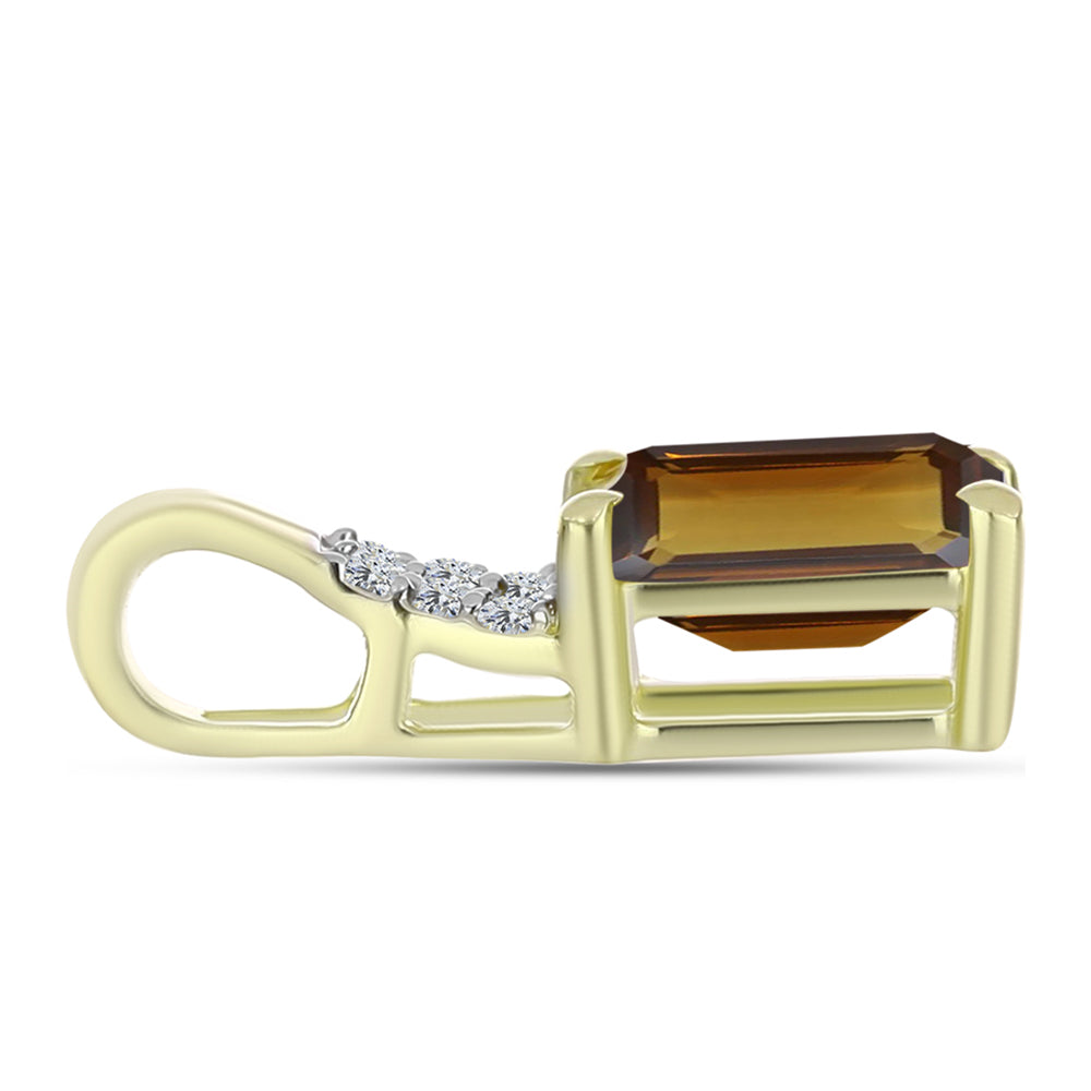 Pendente de Prata com Banho de Ouro com Quartzo Cognac e Topázio Branco 2 