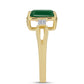 Anel de Prata com Banho de Ouro com Ágata Verde e Zircão Branco  Contraste: Cabeca de Veado (800)