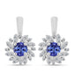 Brincos de Prata com Tanzanite AAA e Diamante Branco