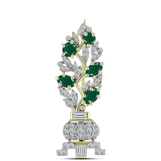 Alfinete de Prata com Banho de Ouro com Ágata Verde e Zircão Branco  Contraste: Cabeca de Veado (800)