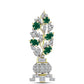 Alfinete de Prata com Banho de Ouro com Ágata Verde e Zircão Branco  Contraste: Cabeca de Veado (800)