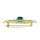 Alfinete de Prata com Banho de Ouro com Ágata Verde e Topázio Branco  Contraste: Cabeca de Veado (800)
