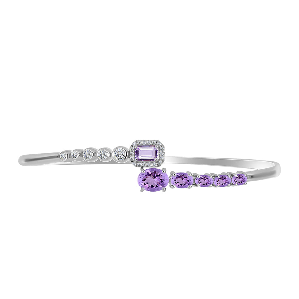 Alfinete de Prata com Ametista Rosa de França e Topázio Branco  Contraste: Cabeca de Veado (800)
