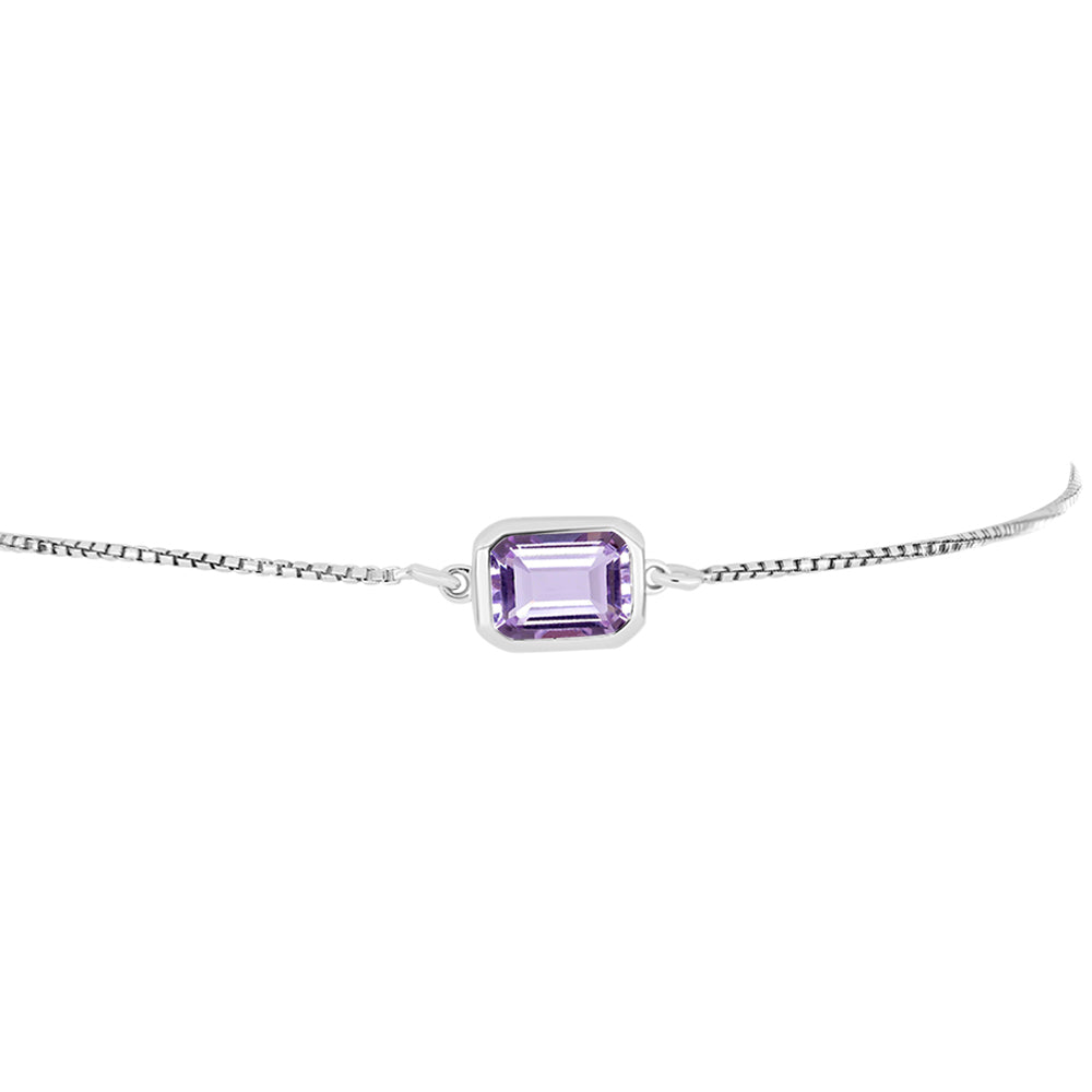 Pulseira de Prata com Ametista Rosa de França  Contraste: Cabeca de Veado (800)